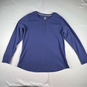 Blue Mountain - Women’s Henley Pullover Shirt - XL - Blue